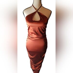 Fashion Nova Copper Backless Dress